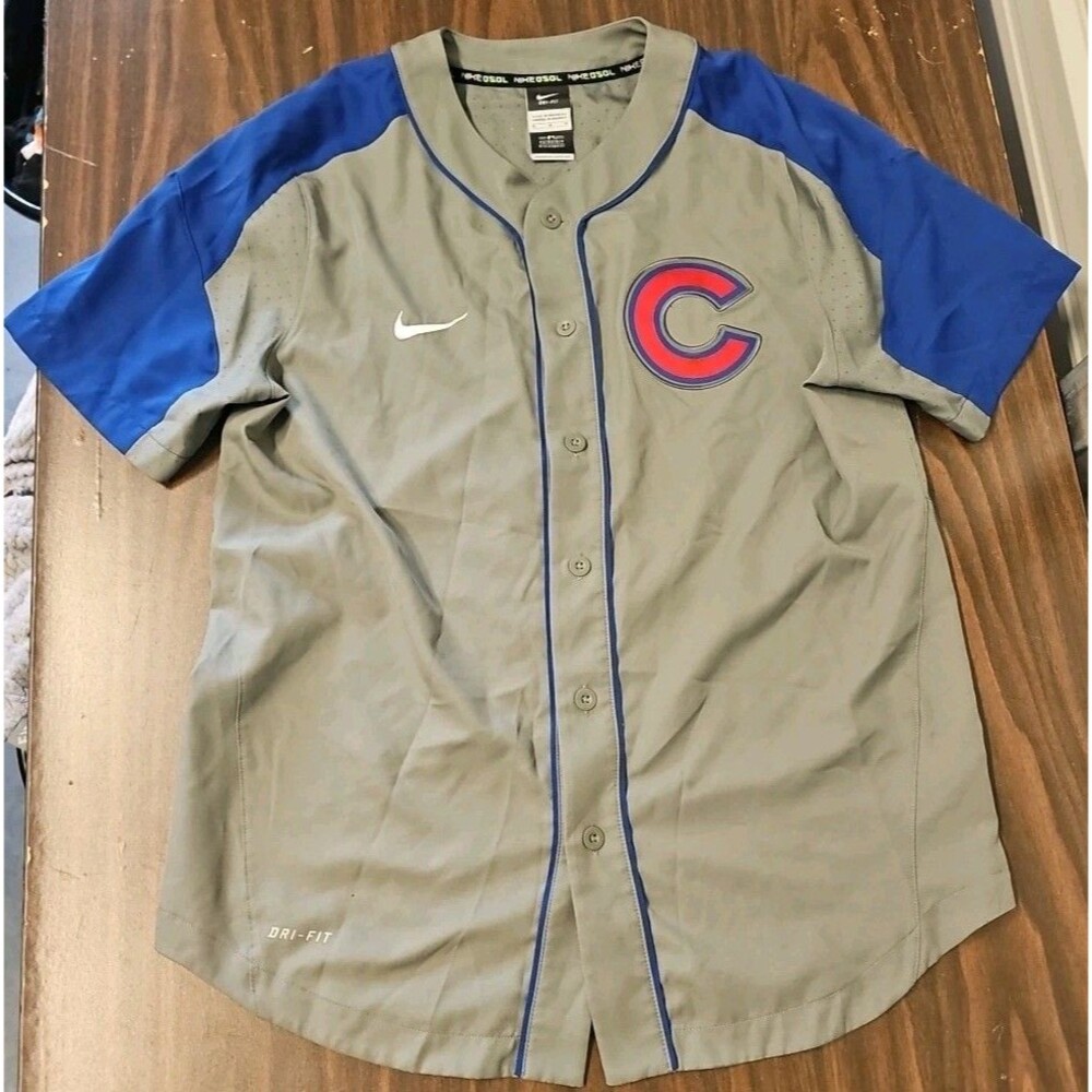 Nike BSBL Chicago Cubs Jersey Gray Blue Size M Dri-Fit MLB Baseball